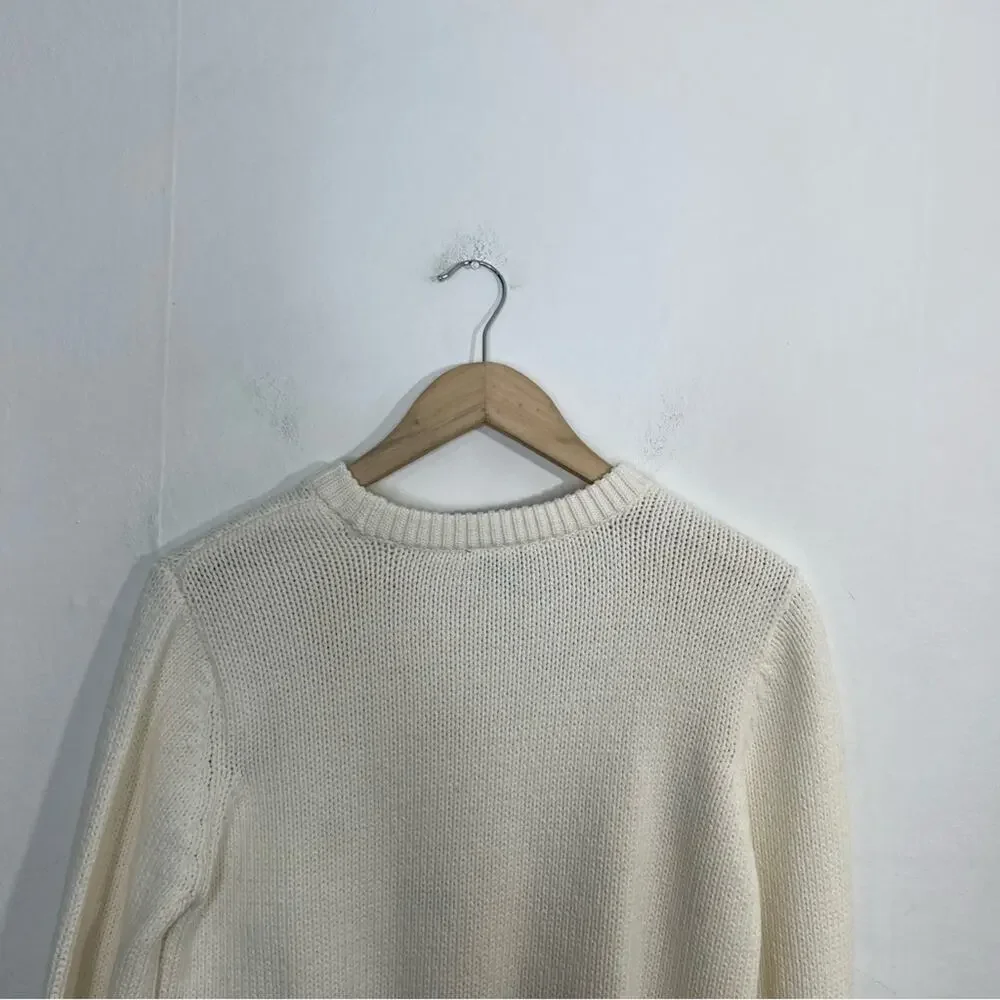 ModCloth Blowing Bubbles Pullover Rainbow Pom Pom White Sweater Size Medium